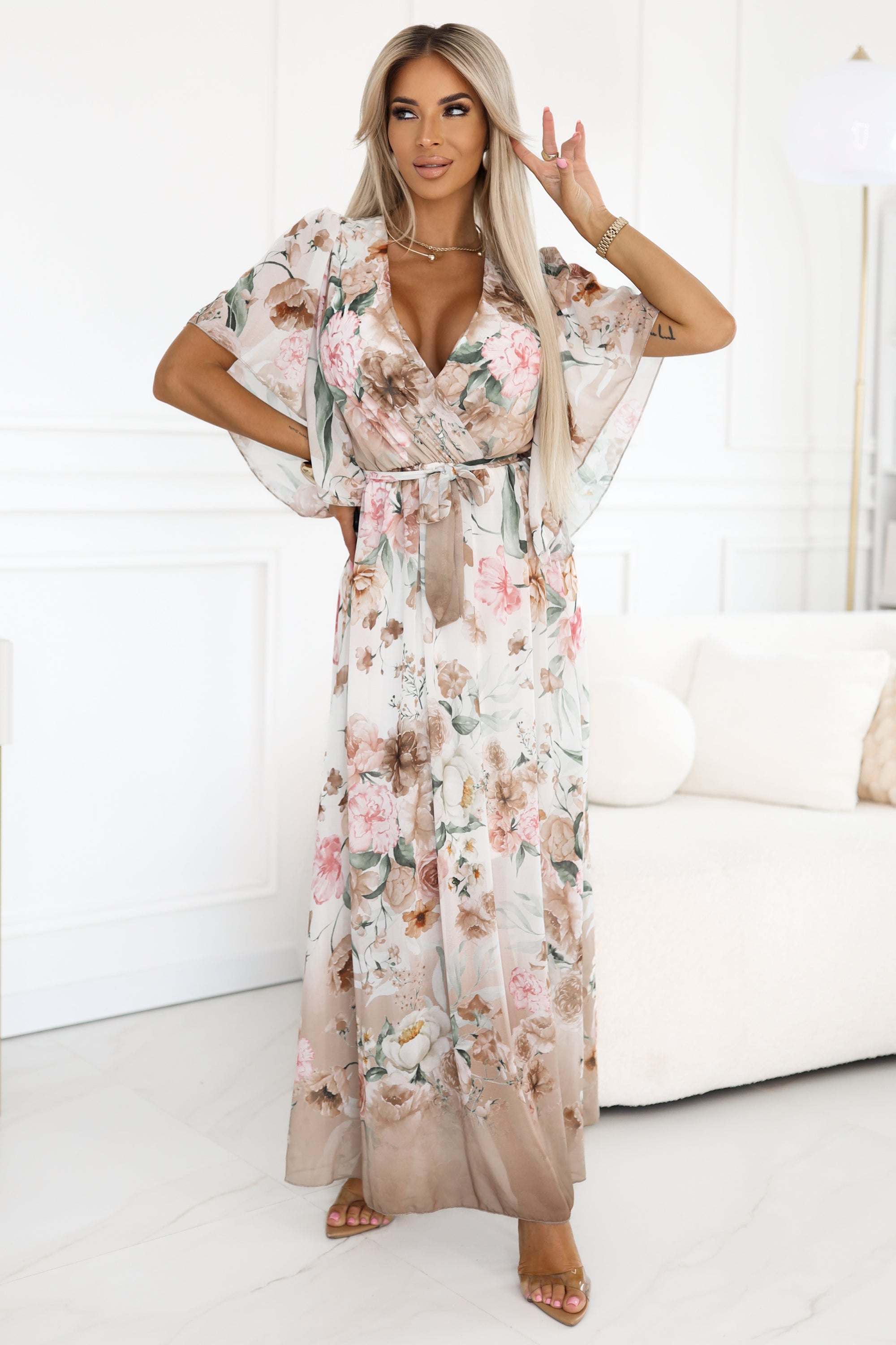 Robe longue portefeuille fluide