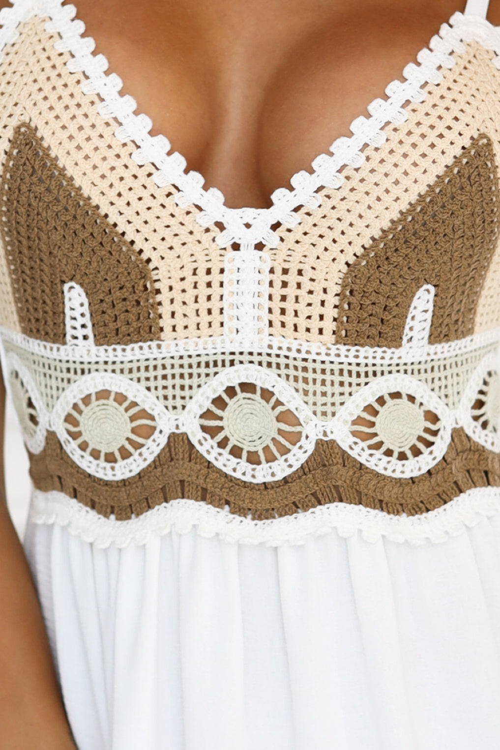 Robe longue bohème à haut en crochet