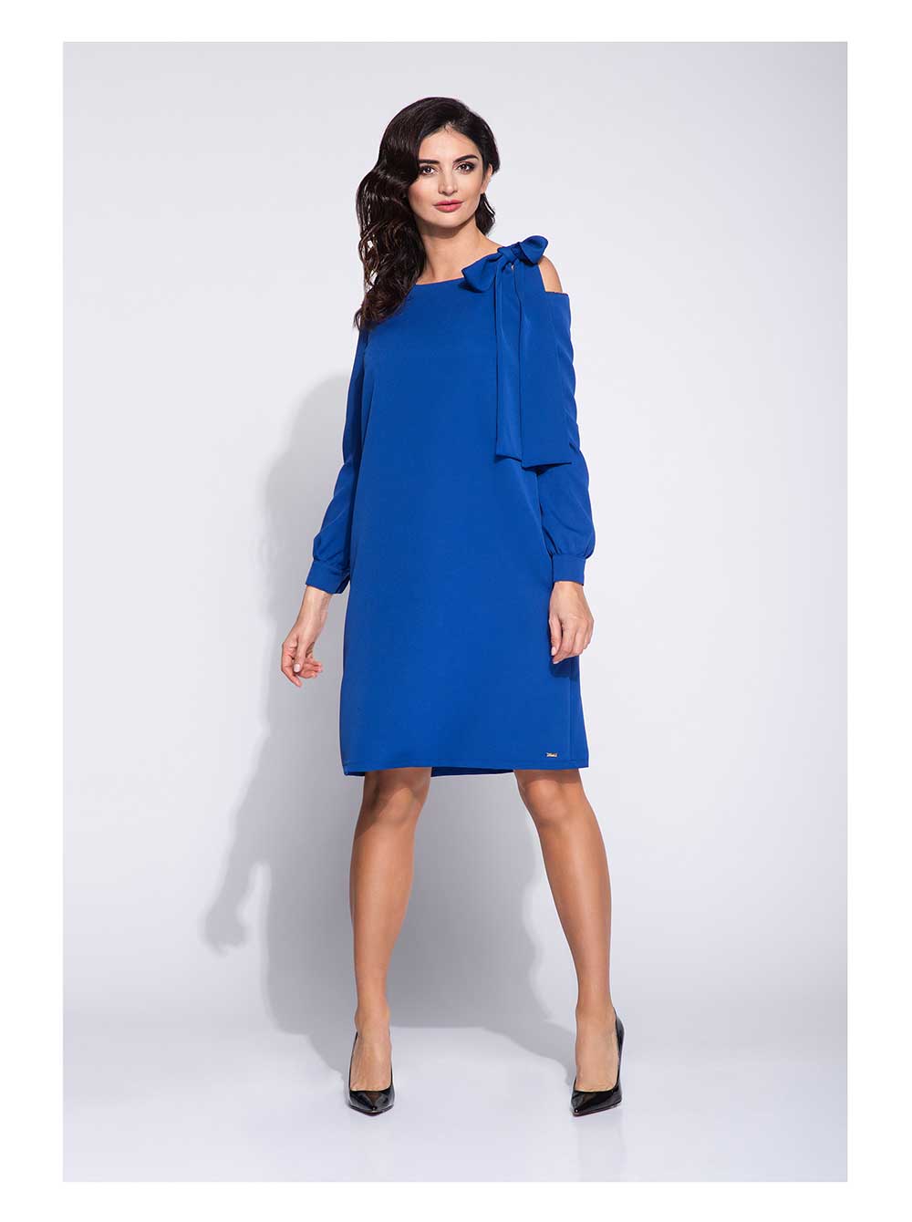 ROBE LIEN A NOUER SUR L’EPAULE BLEU ROI